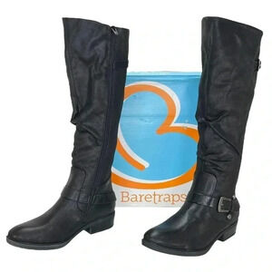 Baretraps Yanessa Black Fabric Knee High Womens Boots Size 5.5M